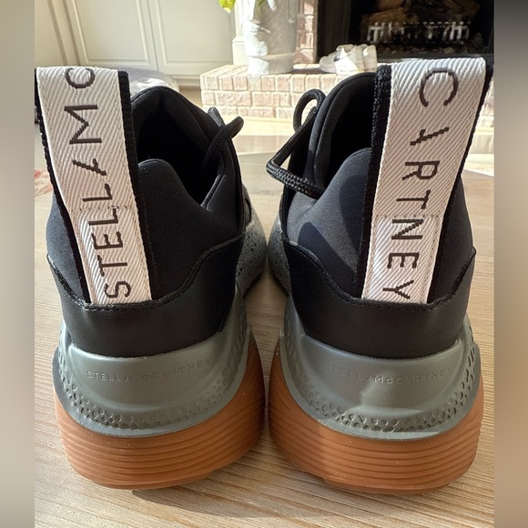 Stella McCartney Black Faux Leather + Suede Eclypse Low Top Sneakers Sz 37 $685 - Picture 6 of 9